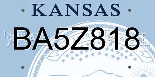 BA5Z818 Kansas License Plate