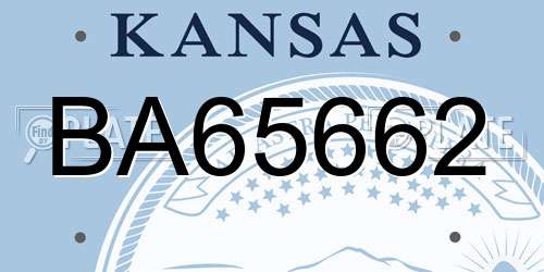 BA65662 Kansas License Plate
