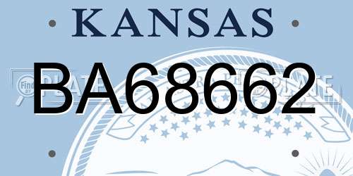 BA68662 Kansas License Plate