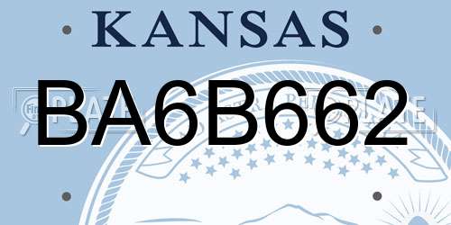 BA6B662 Kansas License Plate