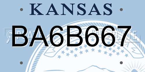 BA6B667 Kansas License Plate
