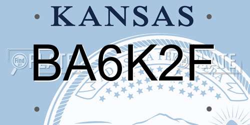 BA6K2F Kansas License Plate