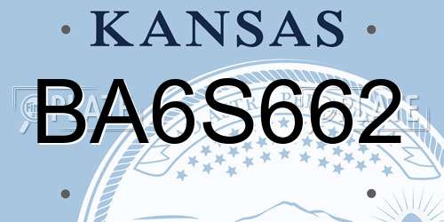 BA6S662 Kansas License Plate