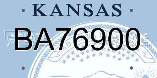 BA76900 Kansas License Plate