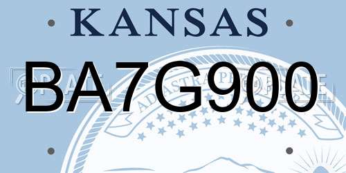 BA7G900 Kansas License Plate