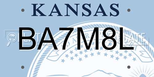 BA7M8L Kansas License Plate