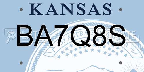 BA7Q8S Kansas License Plate