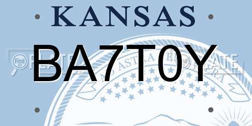 BA7T0Y Kansas License Plate