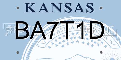 BA7T1D Kansas License Plate