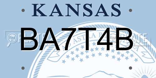 BA7T4B Kansas License Plate