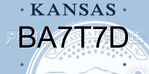 BA7T7D Kansas License Plate