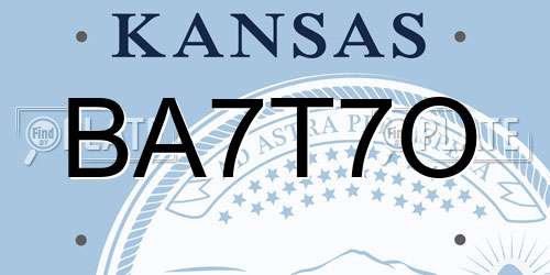 BA7T7O Kansas License Plate