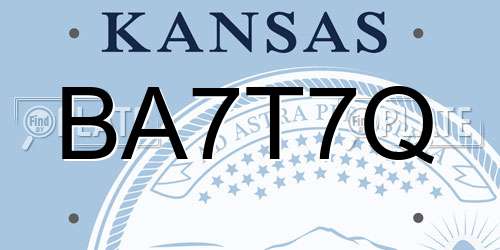 BA7T7Q Kansas License Plate