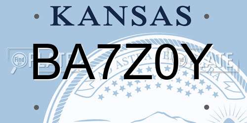 BA7Z0Y Kansas License Plate