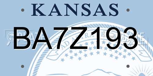BA7Z193 Kansas License Plate