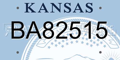 BA82515 Kansas License Plate