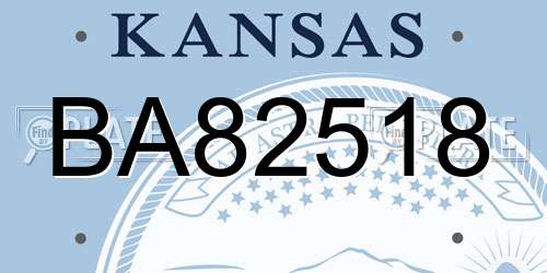 BA82518 Kansas License Plate