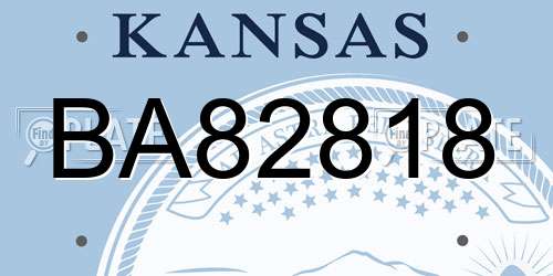 BA82818 Kansas License Plate