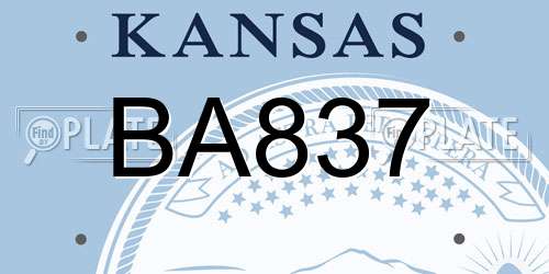 BA837 Kansas License Plate