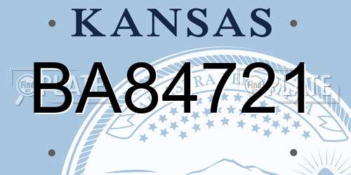 BA84721 Kansas License Plate