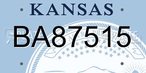 BA87515 Kansas License Plate