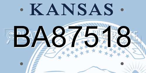 BA87518 Kansas License Plate
