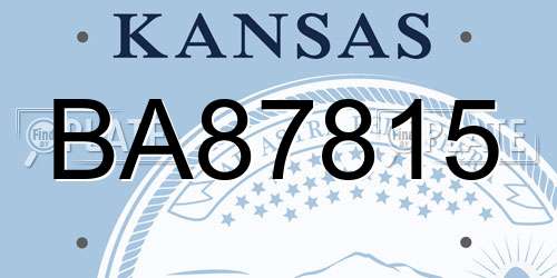 BA87815 Kansas License Plate