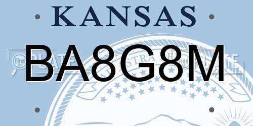 BA8G8M Kansas License Plate