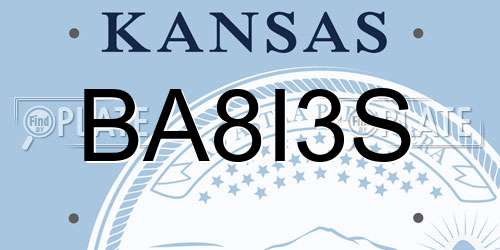 BA8I3S Kansas License Plate