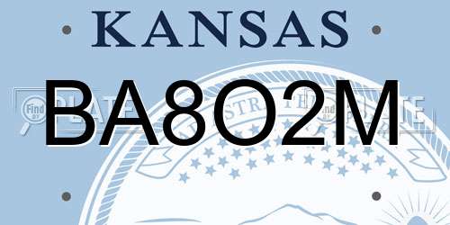 BA8O2M Kansas License Plate