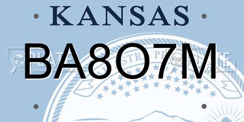 BA8O7M Kansas License Plate