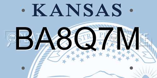 BA8Q7M Kansas License Plate