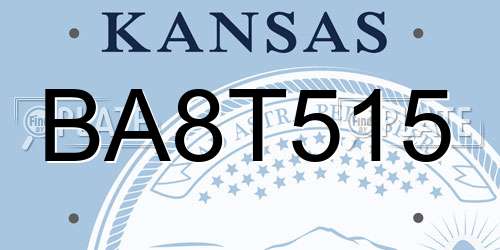 BA8T515 Kansas License Plate