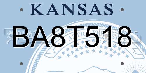 BA8T518 Kansas License Plate