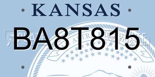 BA8T815 Kansas License Plate
