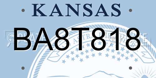 BA8T818 Kansas License Plate