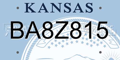 BA8Z815 Kansas License Plate