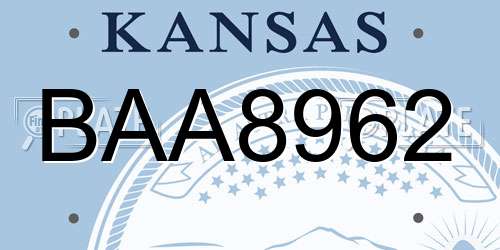 BAA8962 Kansas License Plate