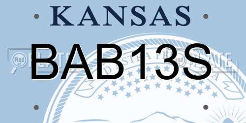 BAB13S Kansas License Plate