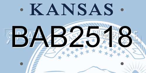 BAB2518 Kansas License Plate