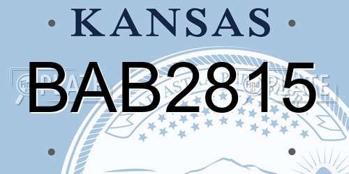 BAB2815 Kansas License Plate