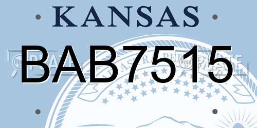 BAB7515 Kansas License Plate