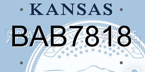 BAB7818 Kansas License Plate