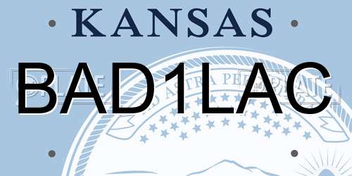 BAD1LAC Kansas License Plate