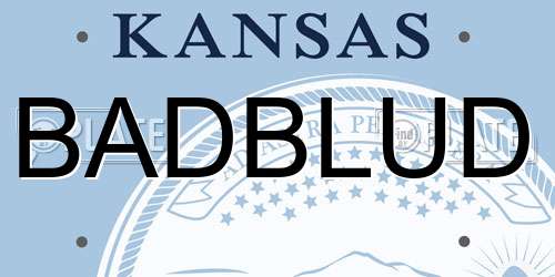 BADBLUD Kansas License Plate