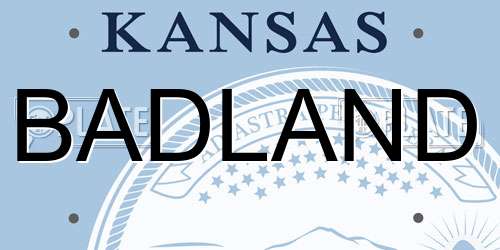 BADLAND Kansas License Plate
