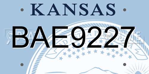 BAE9227 Kansas License Plate