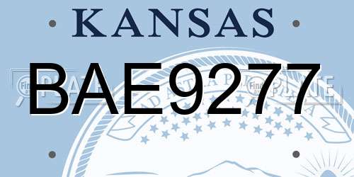 BAE9277 Kansas License Plate