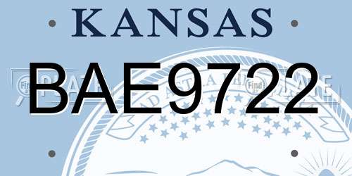 BAE9722 Kansas License Plate