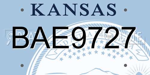 BAE9727 Kansas License Plate